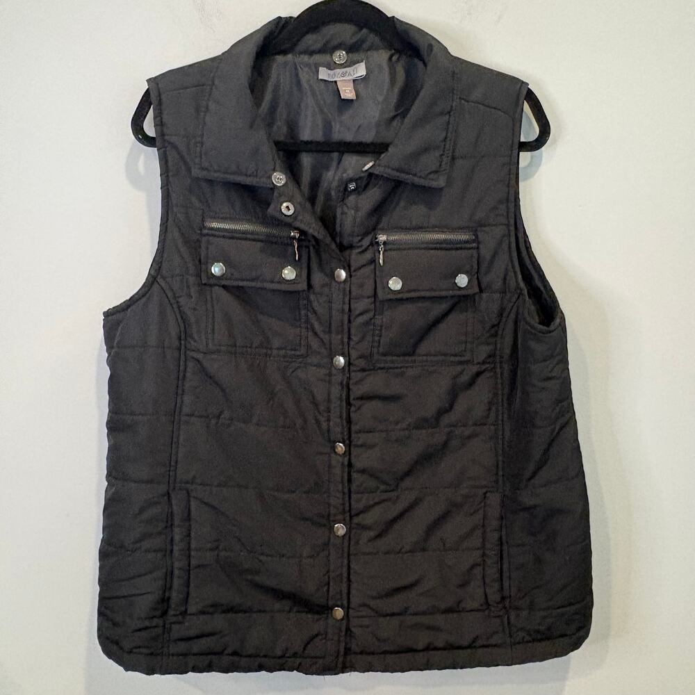 Roz & Ali Black Collared Vest Women's Size 1X